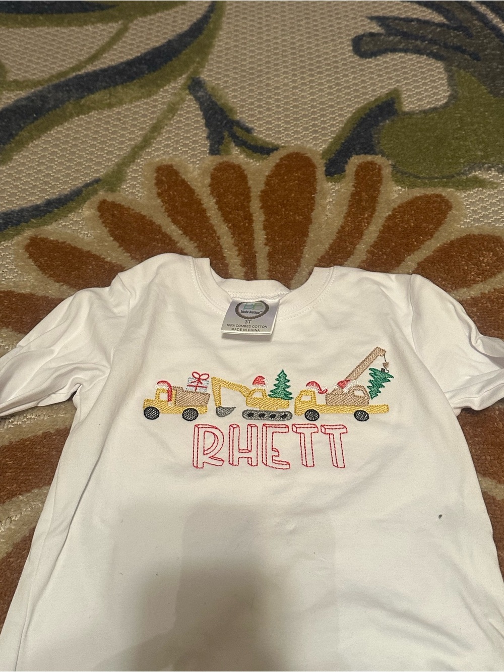 Personalized White Kids Shirt with Yellow Construction Truck Design - Rhett
